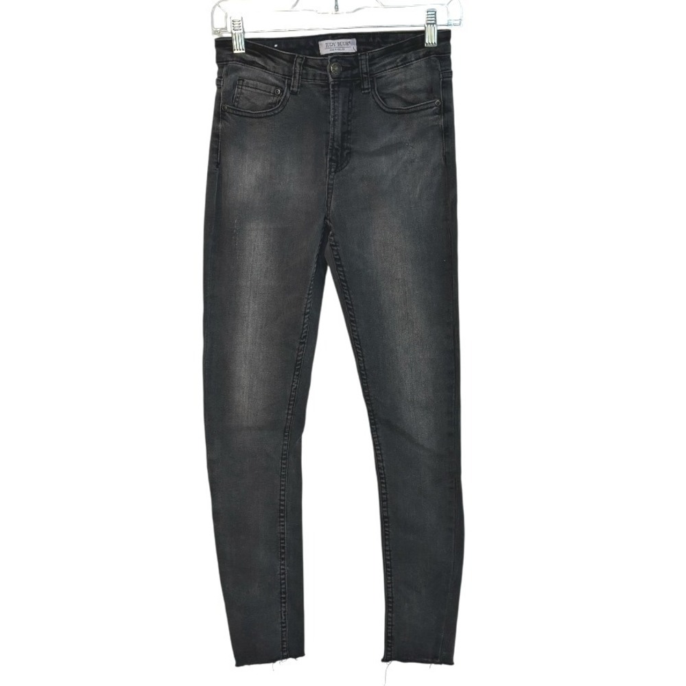 Judy Blue High Waist Jeans Ankle Skinny Frayed‎ Hem Faded Black Gray Wash 3/26